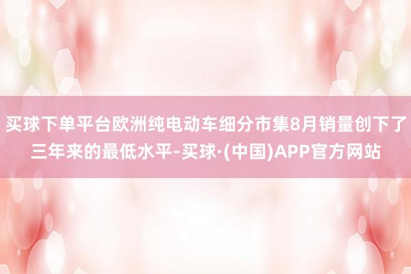买球下单平台欧洲纯电动车细分市集8月销量创下了三年来的最低水平-买球·(中国)APP官方网站