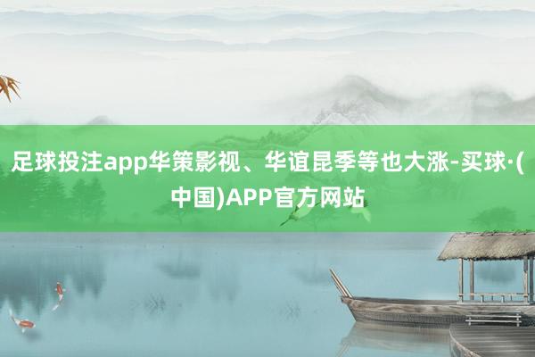 足球投注app华策影视、华谊昆季等也大涨-买球·(中国)APP官方网站