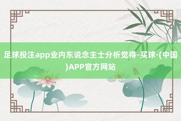 足球投注app业内东说念主士分析觉得-买球·(中国)APP官方网站