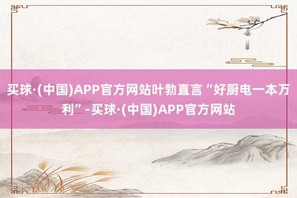 买球·(中国)APP官方网站叶勃直言“好厨电一本万利”-买球·(中国)APP官方网站