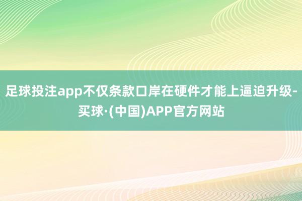 足球投注app不仅条款口岸在硬件才能上逼迫升级-买球·(中国)APP官方网站