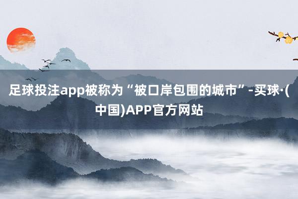 足球投注app被称为“被口岸包围的城市”-买球·(中国)APP官方网站