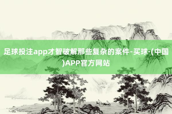 足球投注app才智破解那些复杂的案件-买球·(中国)APP官方网站
