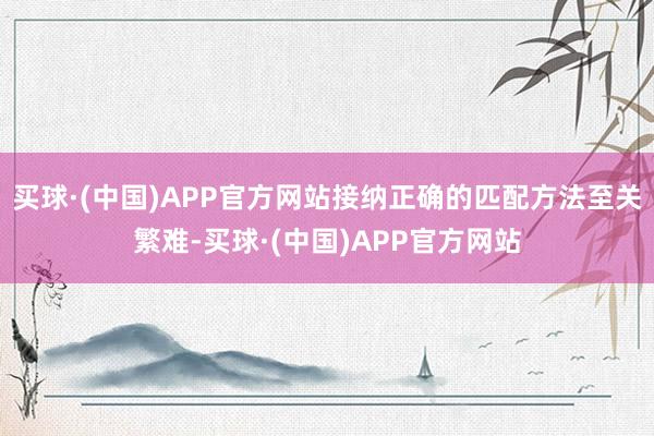 买球·(中国)APP官方网站接纳正确的匹配方法至关繁难-买球·(中国)APP官方网站