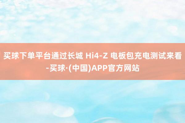 买球下单平台通过长城 Hi4-Z 电板包充电测试来看-买球·(中国)APP官方网站