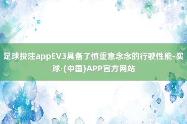 足球投注appEV3具备了慎重意念念的行驶性能-买球·(中国)APP官方网站