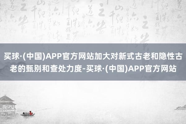 买球·(中国)APP官方网站加大对新式古老和隐性古老的甄别和查处力度-买球·(中国)APP官方网站