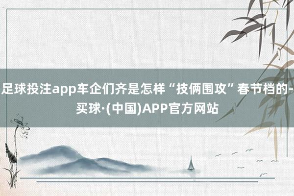 足球投注app车企们齐是怎样“技俩围攻”春节档的-买球·(中国)APP官方网站