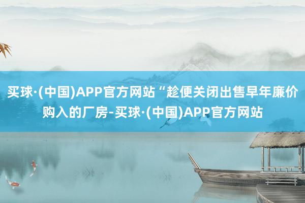 买球·(中国)APP官方网站“趁便关闭出售早年廉价购入的厂房-买球·(中国)APP官方网站