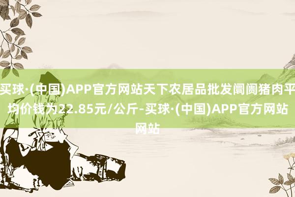 买球·(中国)APP官方网站天下农居品批发阛阓猪肉平均价钱为22.85元/公斤-买球·(中国)APP官方网站