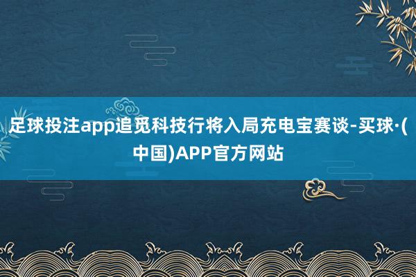 足球投注app追觅科技行将入局充电宝赛谈-买球·(中国)APP官方网站