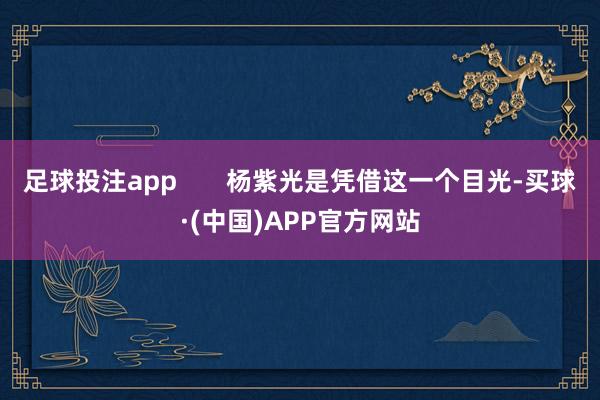 足球投注app       杨紫光是凭借这一个目光-买球·(中国)APP官方网站