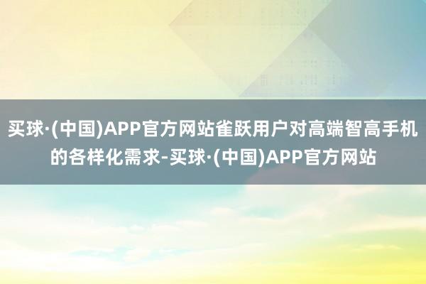 买球·(中国)APP官方网站雀跃用户对高端智高手机的各样化需求-买球·(中国)APP官方网站