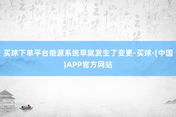 买球下单平台能源系统早就发生了变更-买球·(中国)APP官方网站