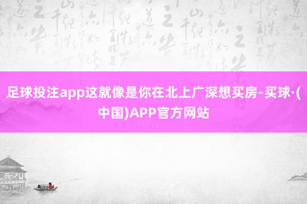 足球投注app这就像是你在北上广深想买房-买球·(中国)APP官方网站