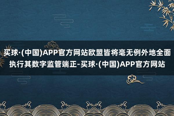 买球·(中国)APP官方网站欧盟皆将毫无例外地全面执行其数字监管端正-买球·(中国)APP官方网站