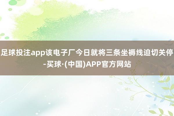 足球投注app该电子厂今日就将三条坐褥线迫切关停-买球·(中国)APP官方网站